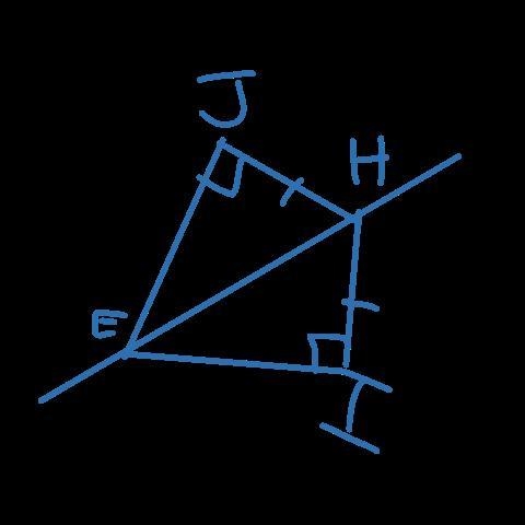 JH is perpendicular to JE and HI is perpendicular to IE. Additionally, JH is congruent-example-1