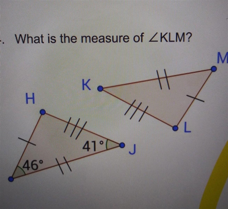 What is the measure of KLM? ​-example-1