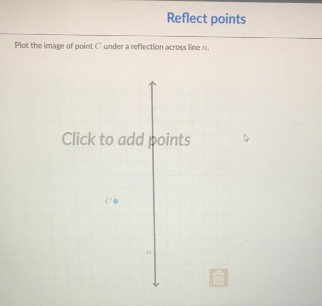 Plot the image of point C under a reflection across line n.Click to add points-example-1