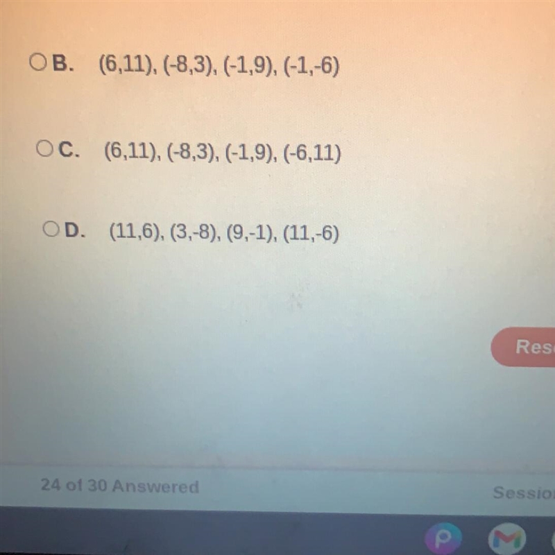 Which of the following sets of ordered pairs is a function? PLS LOOK AT THE PICTURE-example-1