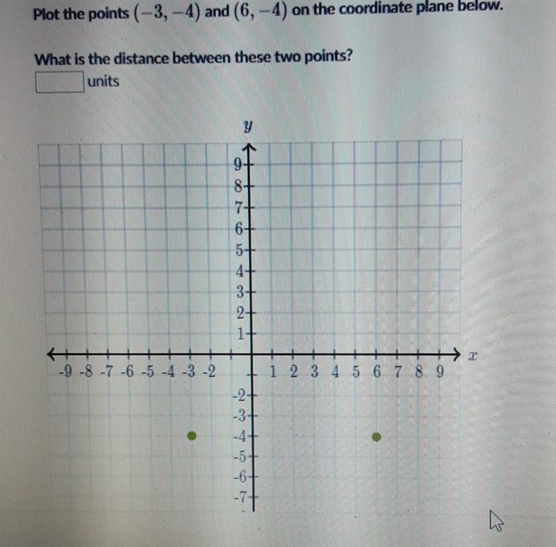 I only need help on what is the distance between these two points. And please correct-example-1