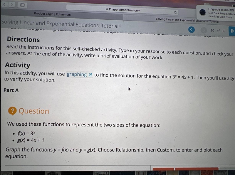 Part CHow can the equation 3* = 4x + 1 be used to check any solutions indicated by-example-2