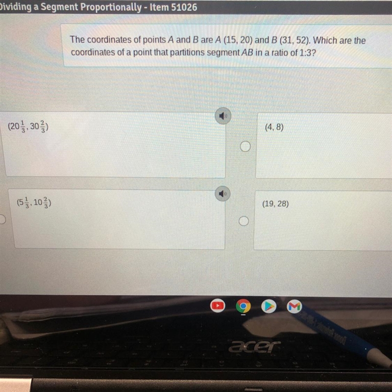 The coordinates of points A and B are A (15, 20) and B (31,52). Which are the coordinates-example-1