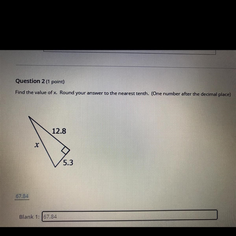 Find the value of x. Round your answer to the nearest tenth. (One number after the-example-1