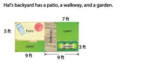 Pl help me on this WORTH A LOT OF POINTS!!!! What is the total area of the patio, walkway-example-1