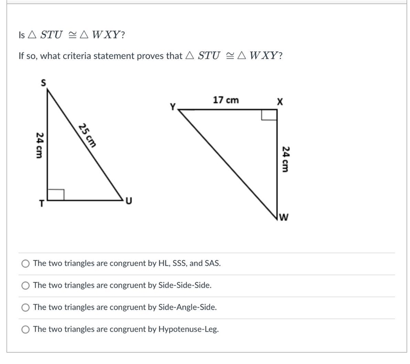 Is A STUAWXY?If so, what criteria statement proves that A STU ≈ ^ WXY?S24 cmT25 cm-example-1