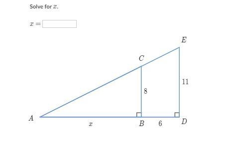 Solve for X Solving similar triangles-example-1