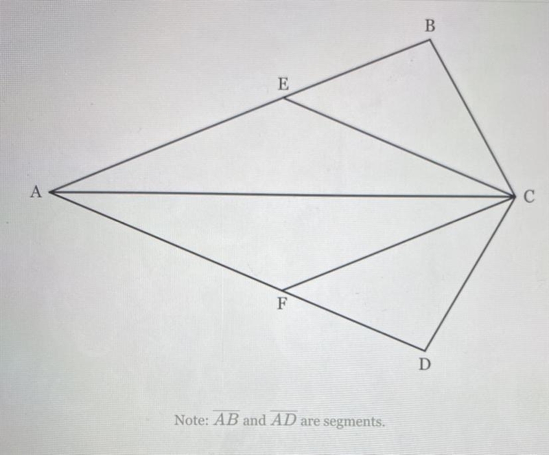 Given ΔAEC≌ ΔAFC and angle B ≌ angle D. Prove ΔEBC ≌ ΔFDC-example-1