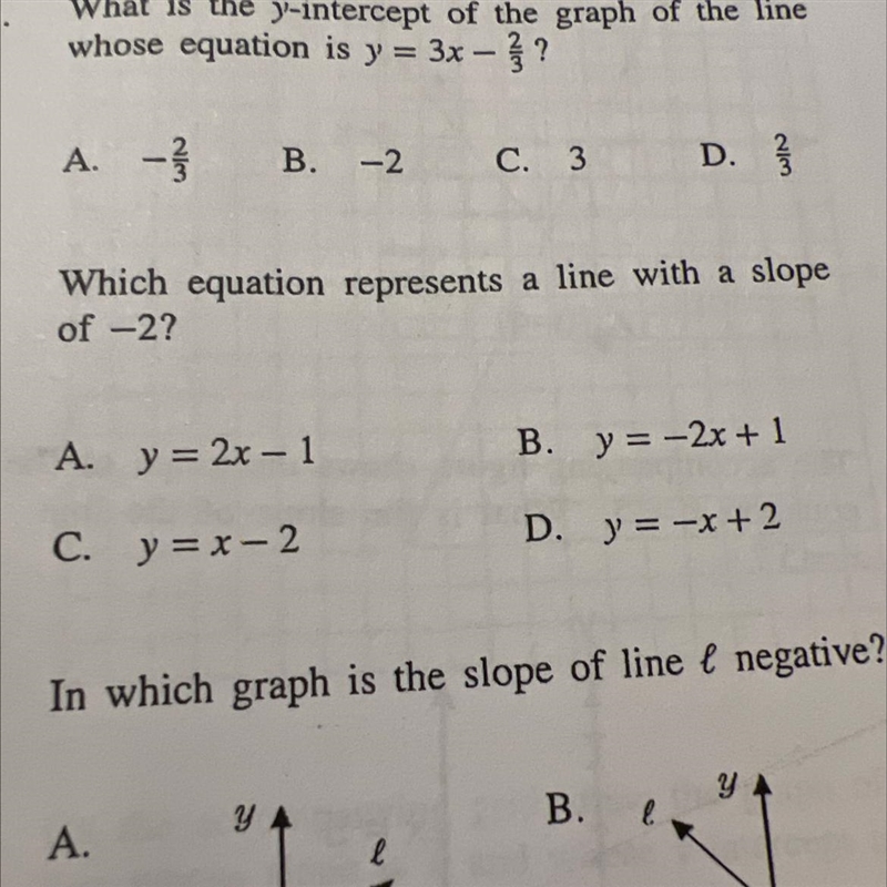 What is the y-intercept of y=3x-2/3-example-1