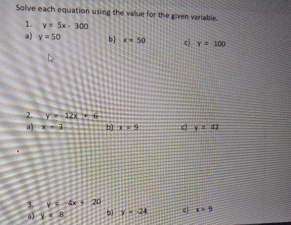 9 - 6 - 19 c) y - 12 OC p = b) y 24 c) = 9-example-1