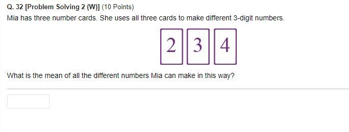 Mia has three number cards. She uses all three cards to make different 3-digit numbers-example-1