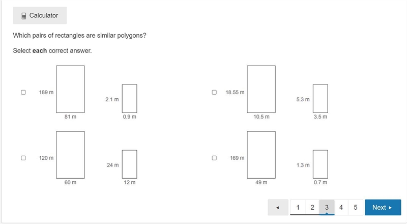 Which pairs of rectangles are similar polygons? Select each correct answer. 100 points-example-1