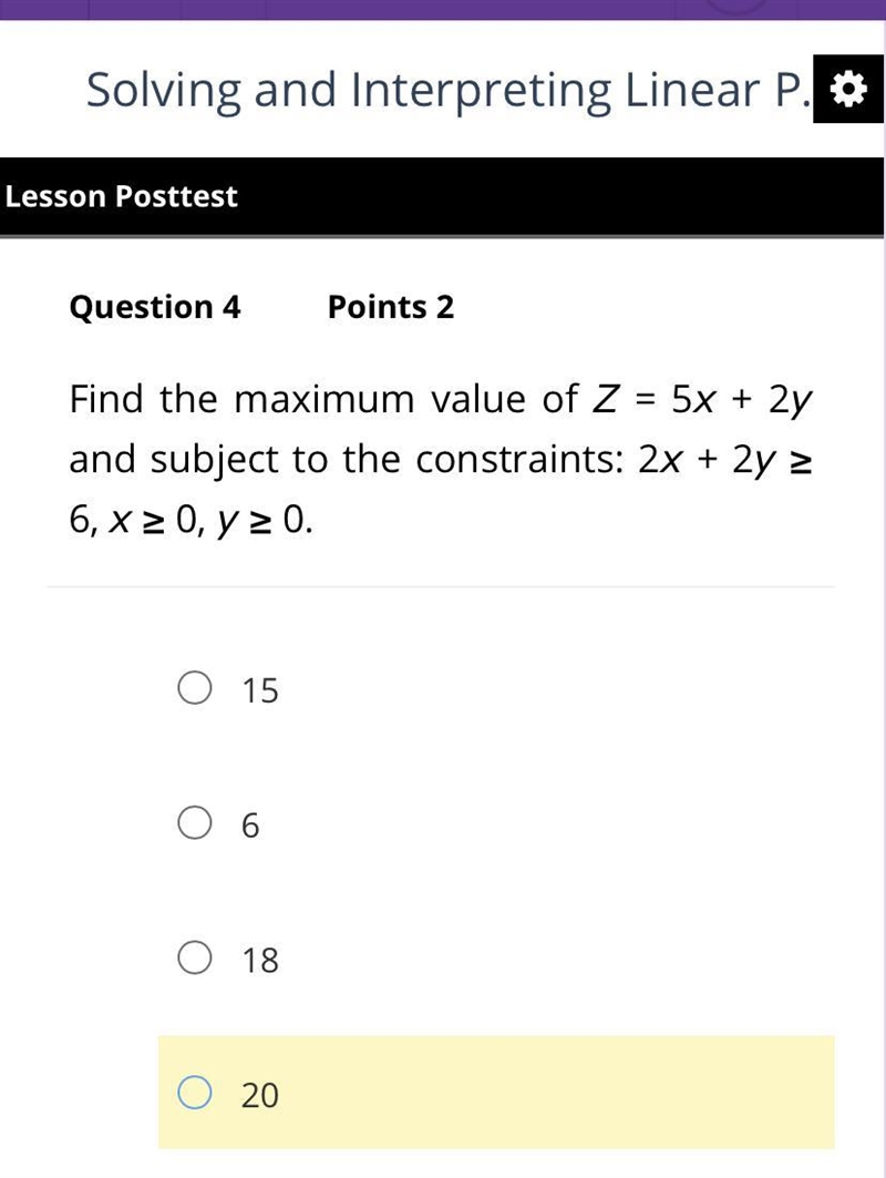 Find the maximum value of Z = 5x + 2y and subject to the constraints: 2x + 2y ≥ 6, x-example-1