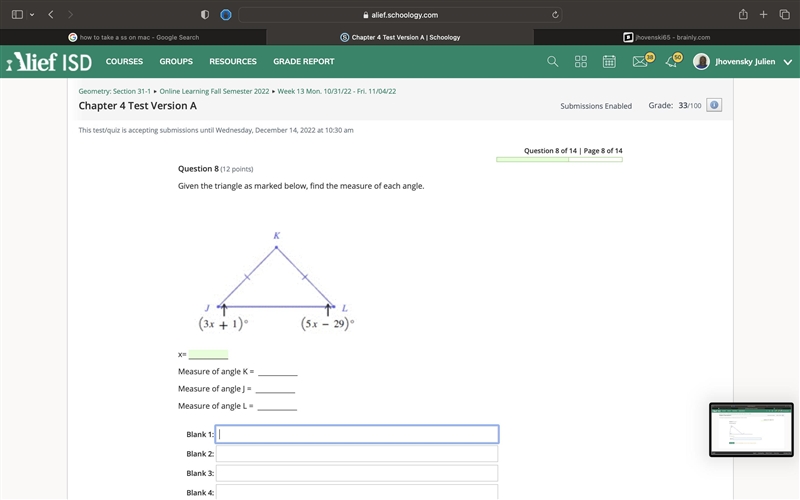 Given the triangle as marked below, find the measure of each angle.-example-1