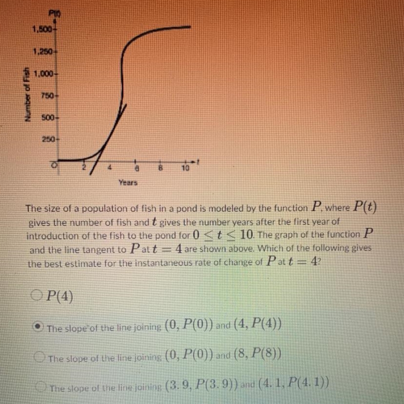 The size of a population of fish in a pond ismodeled by the function P, where P(t-example-1