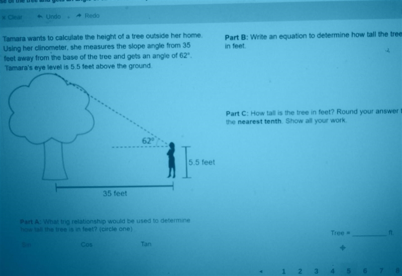 tamara wants to calculate the height of a tree outside her home. using her clinometer-example-1