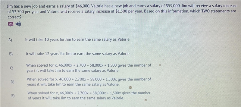 Jim has a new job and earns a salary of $46,000. Valorie has a new job and earns a-example-1