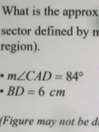 What is the approximate sector area of a sector defined by minor arc overline CB m-example-1