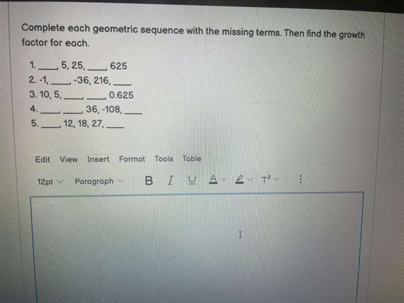 Please help with question 5.Finish the sequence and find the growth factor-example-1