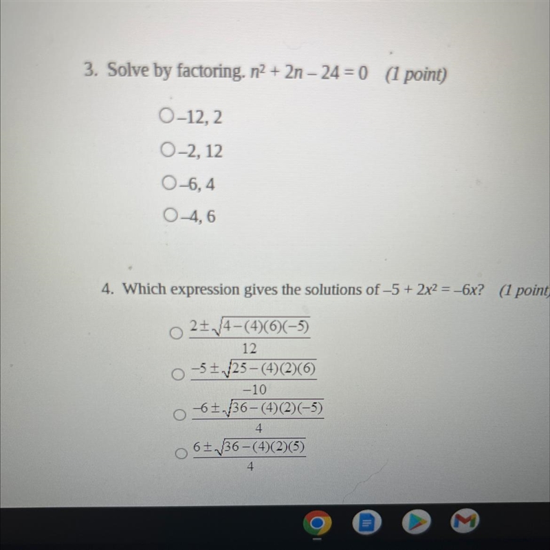 Solve by factoring. n to the second power +2n -24 =0-example-1