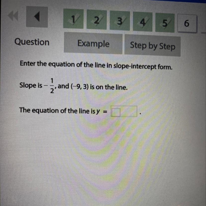 Slope is -1/2 and (-9,3) is on the line.-example-1