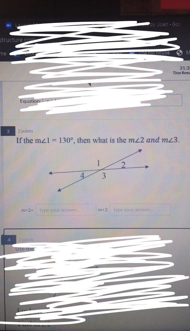 If the m<1 = 130, then what is the m<2 and m<3-example-1