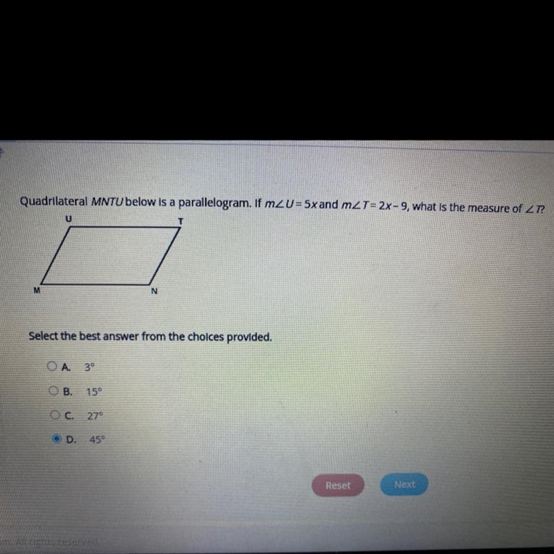 I am trying to find the measure of angle T-example-1