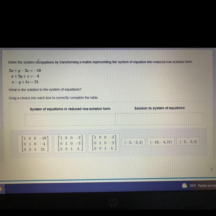 Solve the system of equations by transforming a matrix representing the system of-example-1