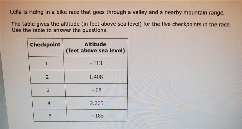 a) how much higher is checkpoint 2 than checkpoint 5?b) the top of a hill rises 570 feet-example-1