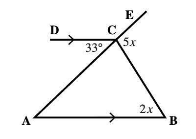 Find the value of x, if C is on line AE-example-1