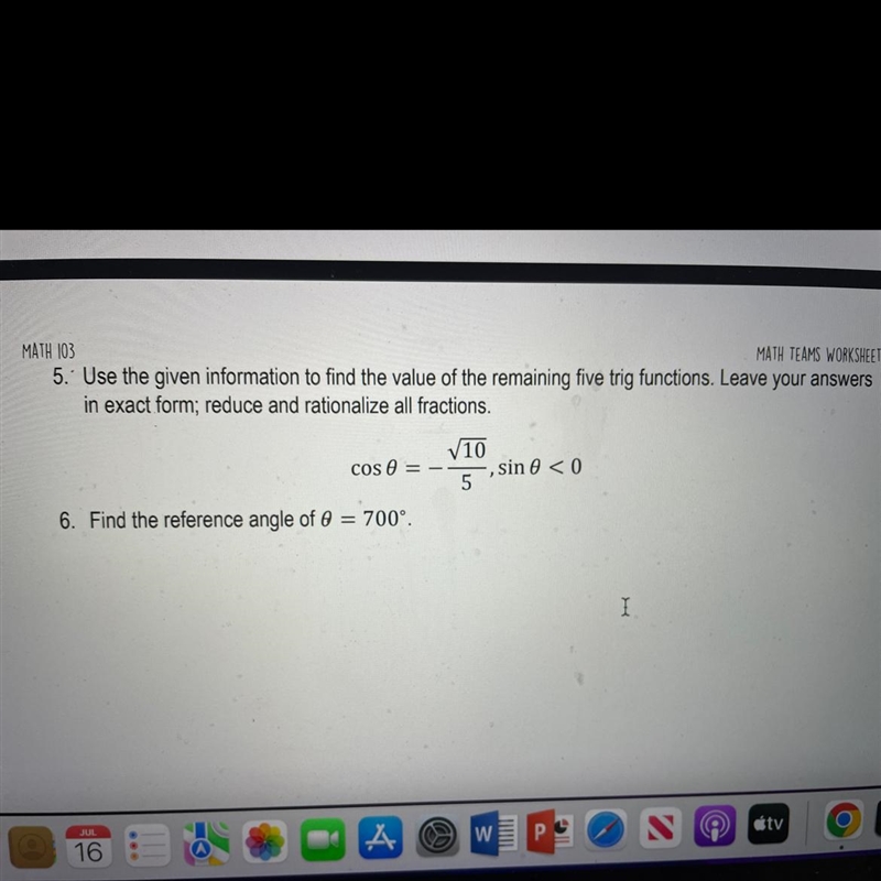 Trig help me find the other five trig values deep explanatory needed pls #5-example-1