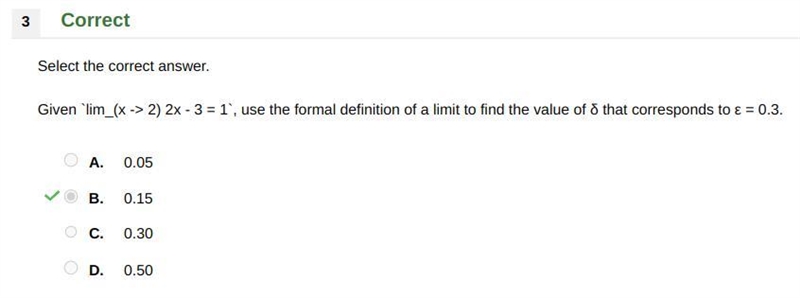 Given `lim_(x -> 2) 2x - 3 = 1`, use the formal definition of a limit to find the-example-1