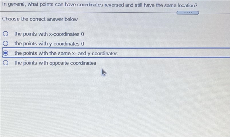 In general, what points can have coordinates reversed and still have the same location-example-1