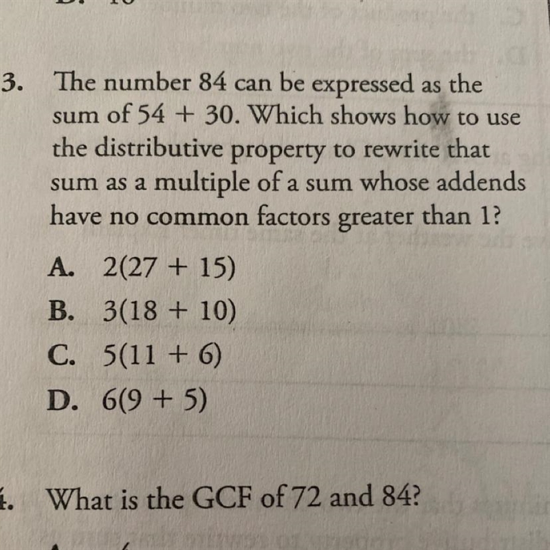 3. The number 84 can be expressed as the sum of 54 + 30. Which shows how to use the-example-1