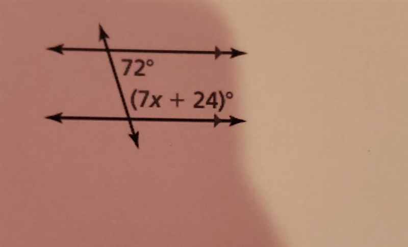 I need help setting up an equation to find the value of x, then I need to explain-example-1