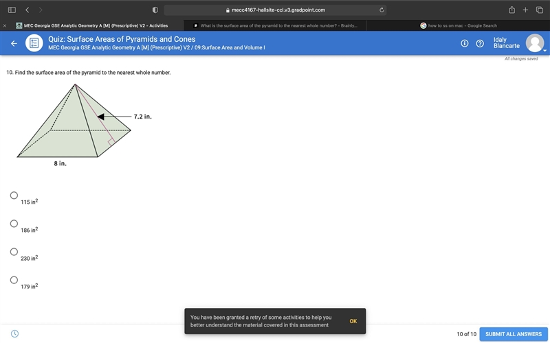 PLEASE HELPPPPPPPPPP!!!!!! Find the surface area of the pyramid to the nearest whole-example-1