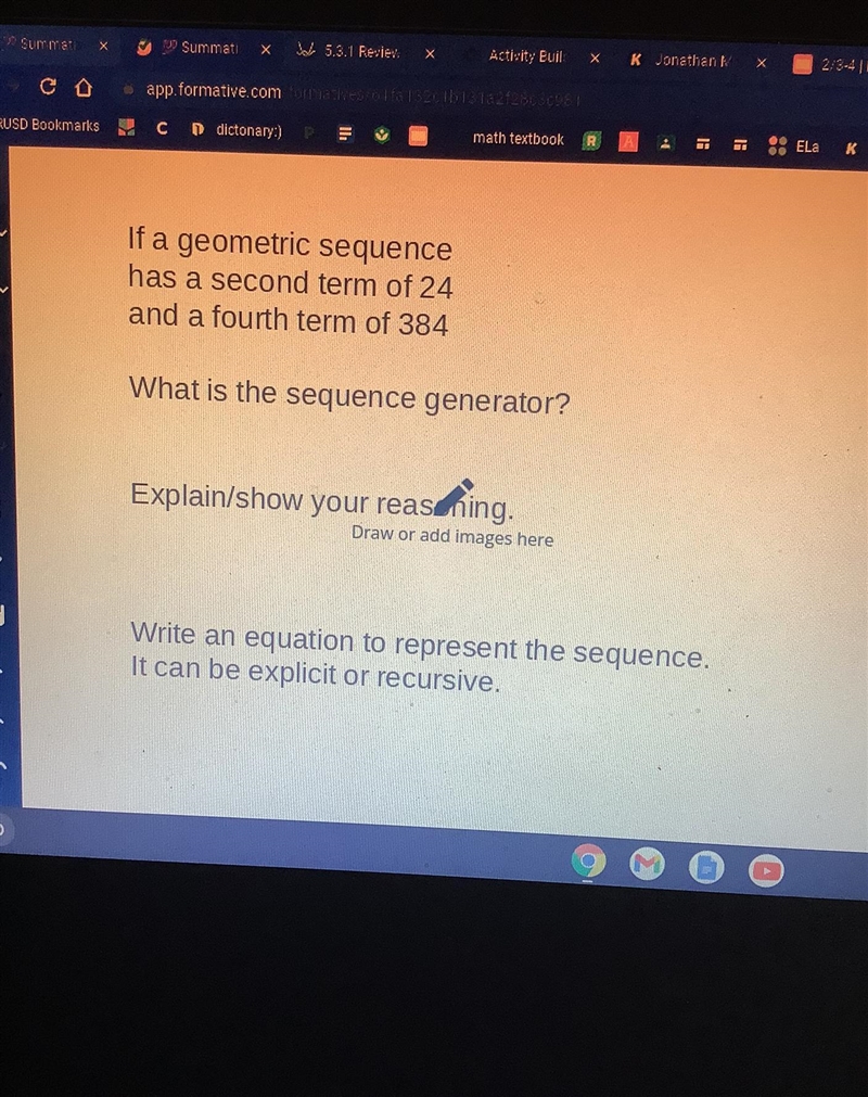 If a geometric sequencehas a second term of 24and a fourth term of 384What is the-example-1