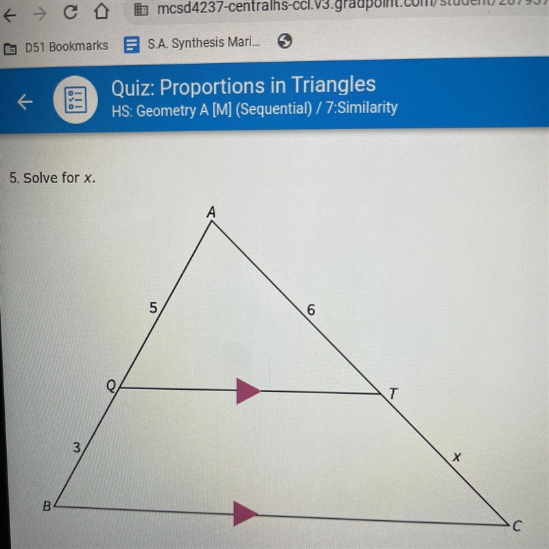 Solve for x. •4 •3.6 •3 •4.8-example-1