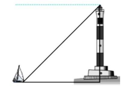 From the top of a lighthouse 130ft above sea level the measure of the angle of depression-example-1