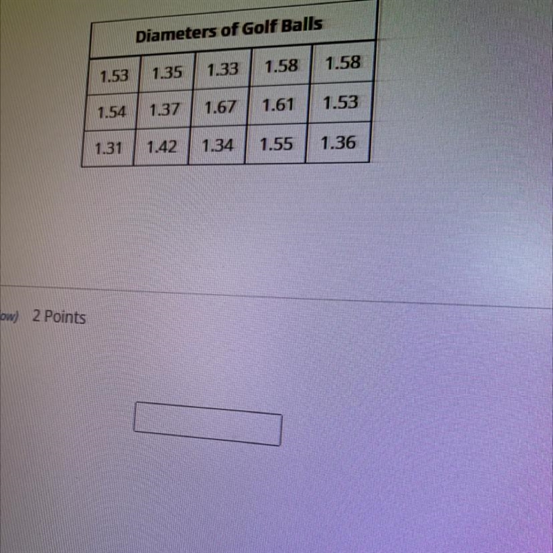 Given the following data find the diameter that represents the 38th percentile-example-1