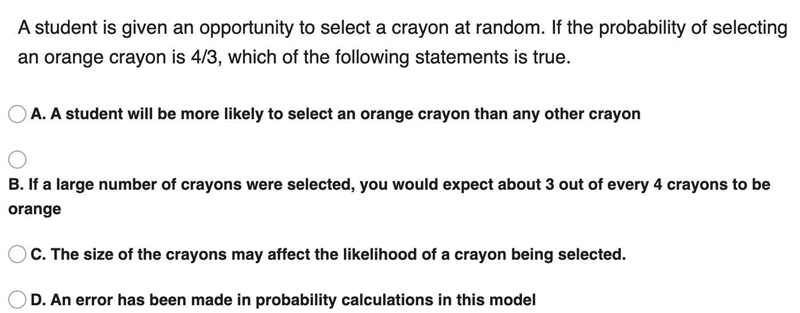 A student is given an opportunity to select a crayon at random. If the probability-example-1