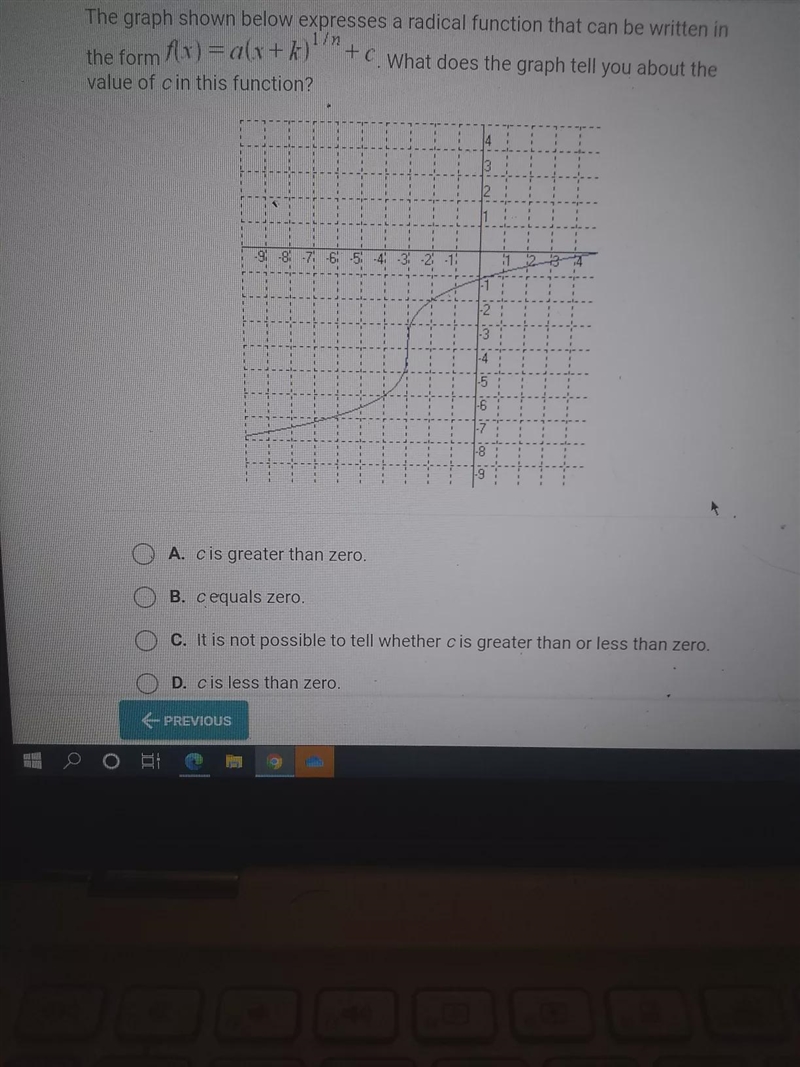 The graph shown below expresses a radical function that can be written in the form-example-1