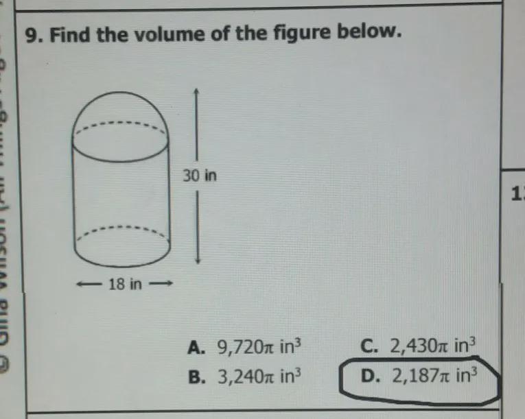 find the volume of the figure below. as you can see the question has already been-example-1