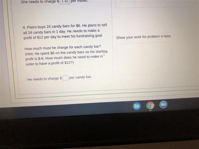 4. Pietro buys 24 candy bars for $6. He plans to sellall 24 candy bars in 1 day. He-example-1