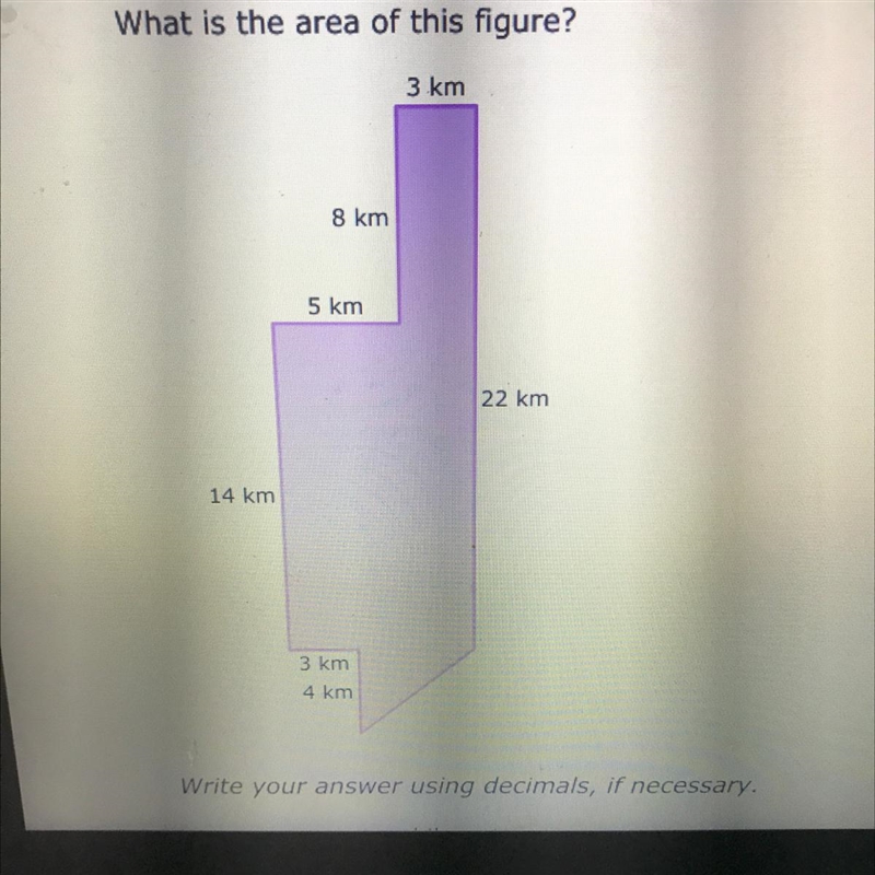 What is the area of this figure?3 km8 km5 km22 km14 km3 km4 km-example-1