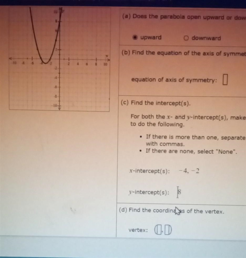 Use the graph of the parabola to fi in the table​-example-1