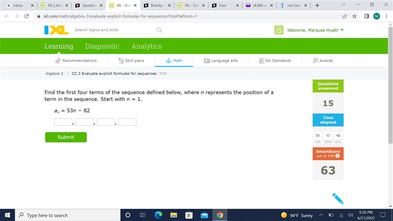 Find the first four terms of the sequence defined below, where n represents the position-example-1