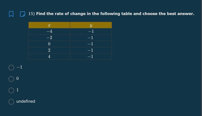 Find the rate of change in the following table and choose the best answer.-example-1