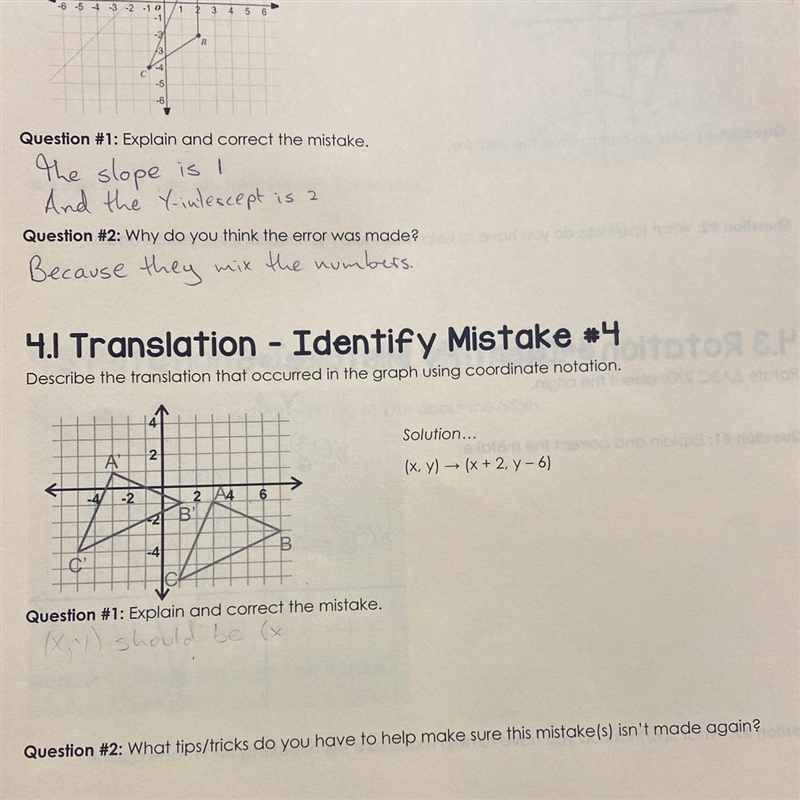 Describe the translation that occurred in the graph using coordinate notation.-example-1