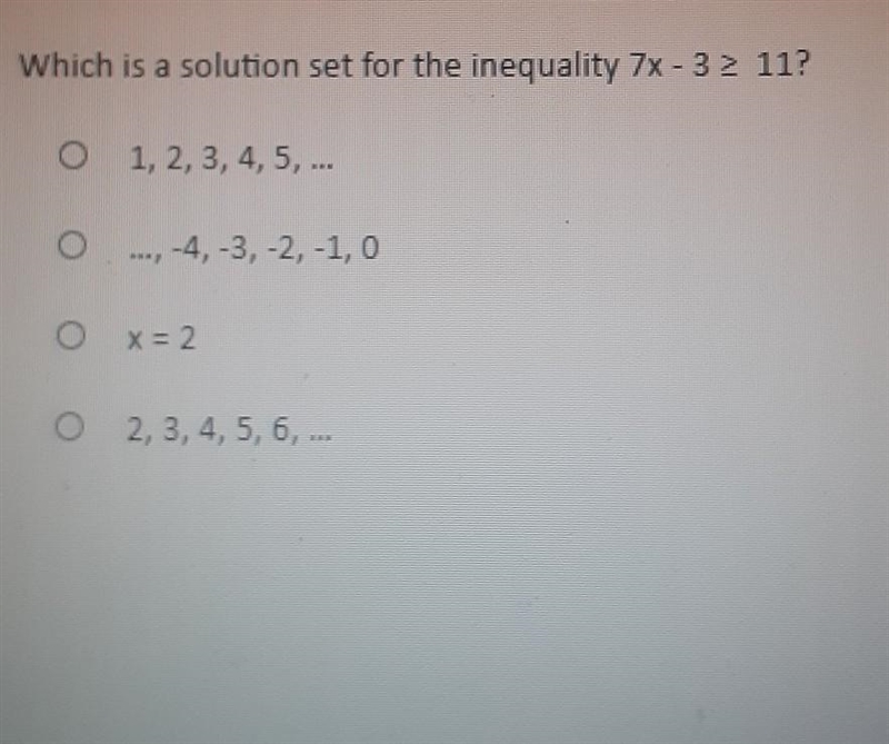 What is the solution to 7x - 3 ≥ 11-example-1